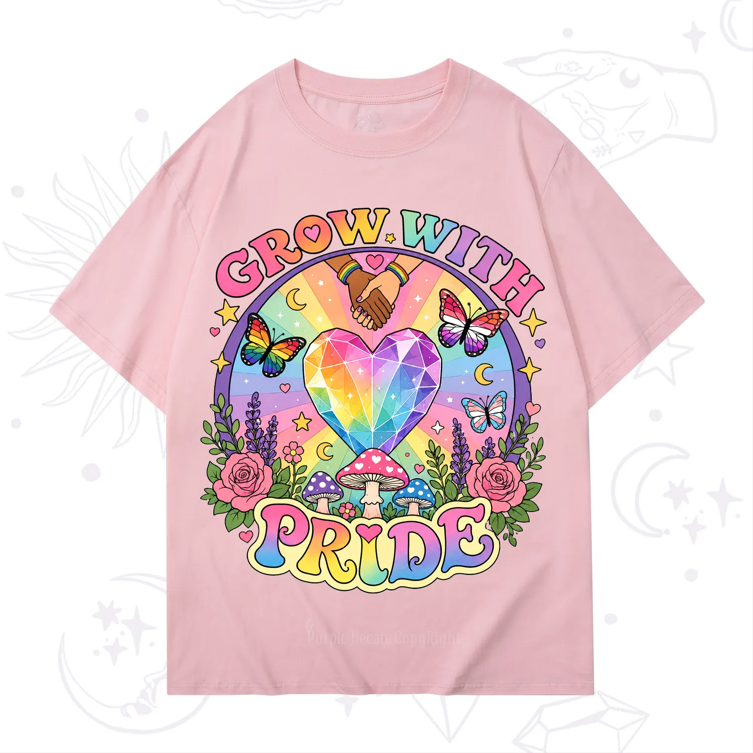 Purplehecate Grow With Pride Rainbow Heart T-Shirt