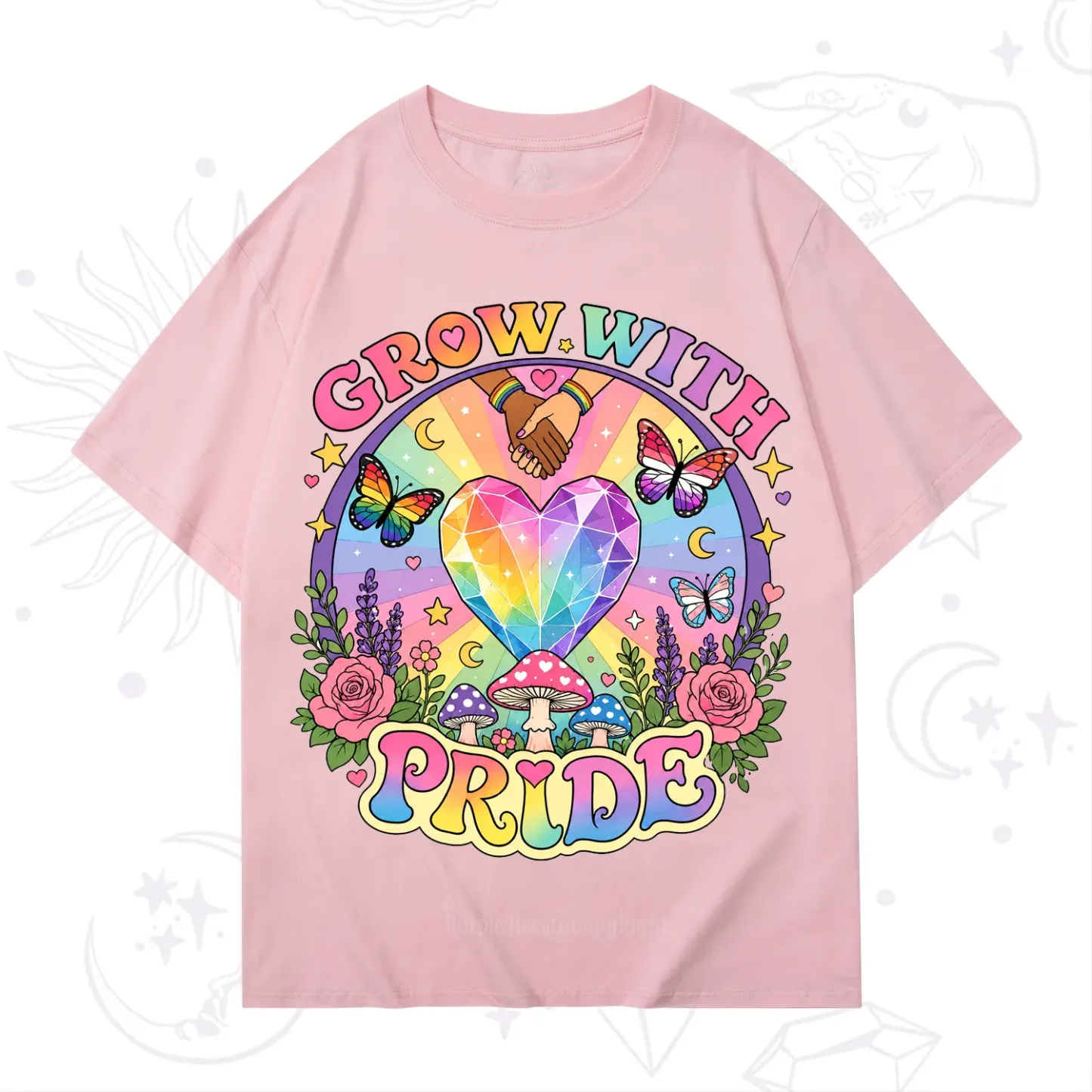 Purplehecate Grow With Pride Rainbow Heart T-Shirt