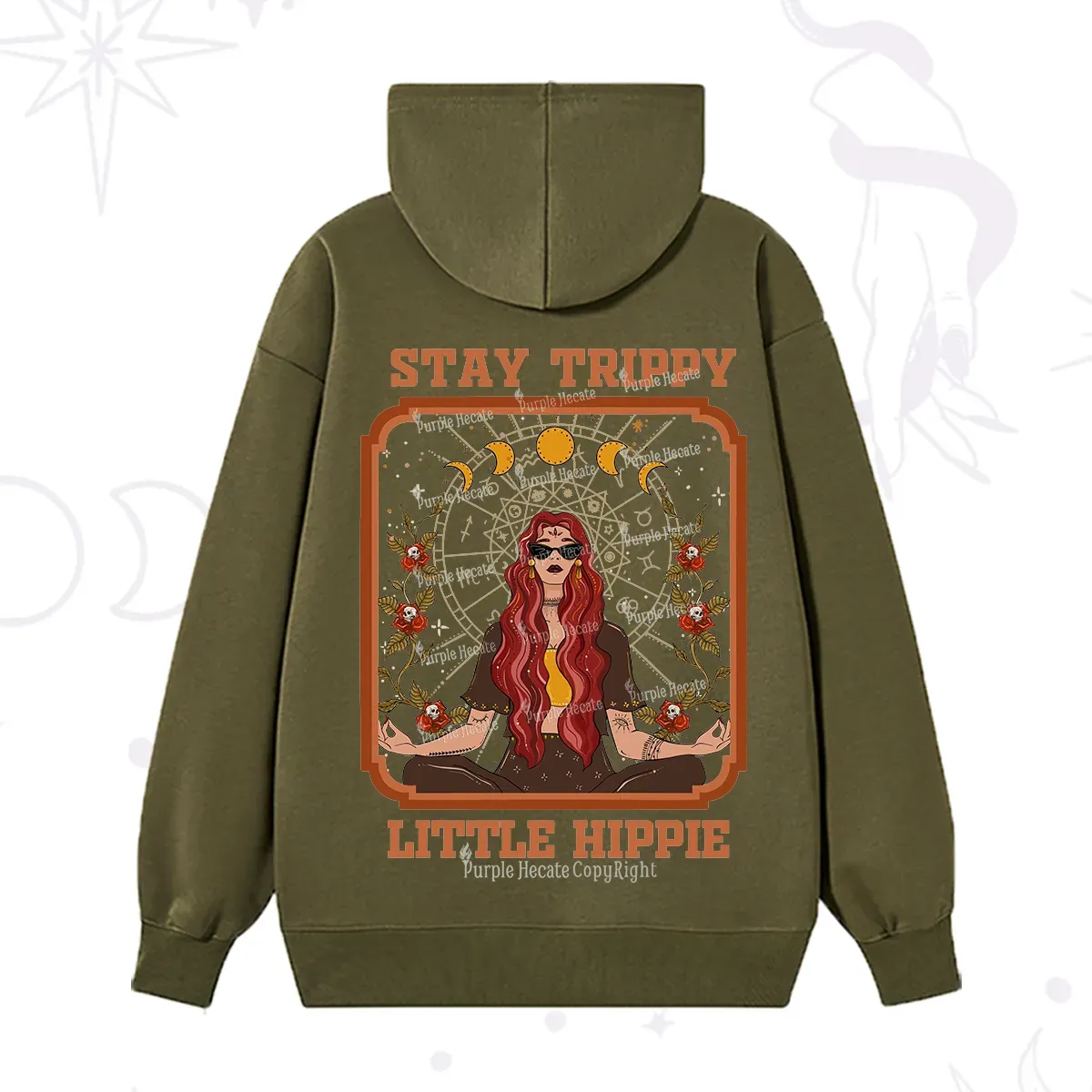 Purplehecate Stay Trippy Little Witchy Hippie Hoodie