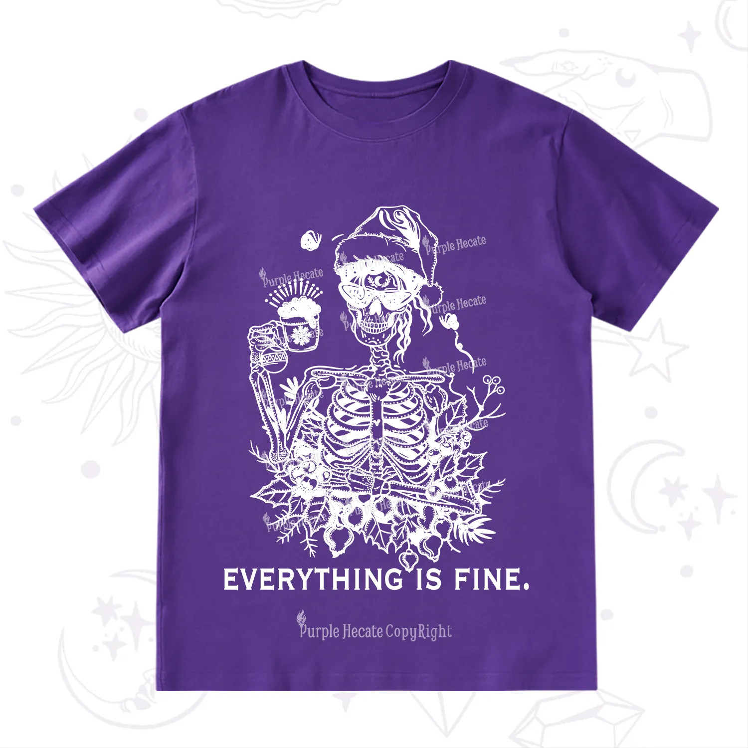 Purplehecate Everything Is Fine Christmas T-Shirt