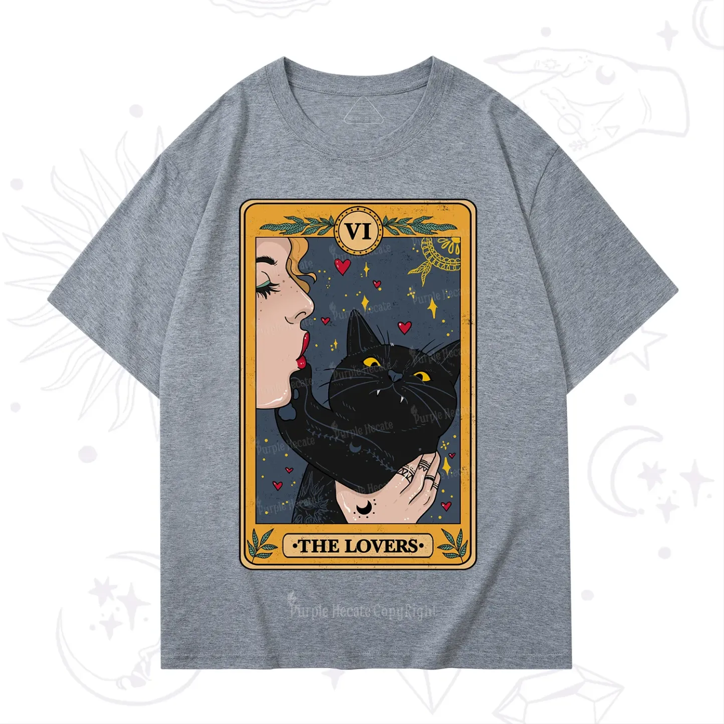 Purplehecate The Lovers Cat Tarot T-Shirt
