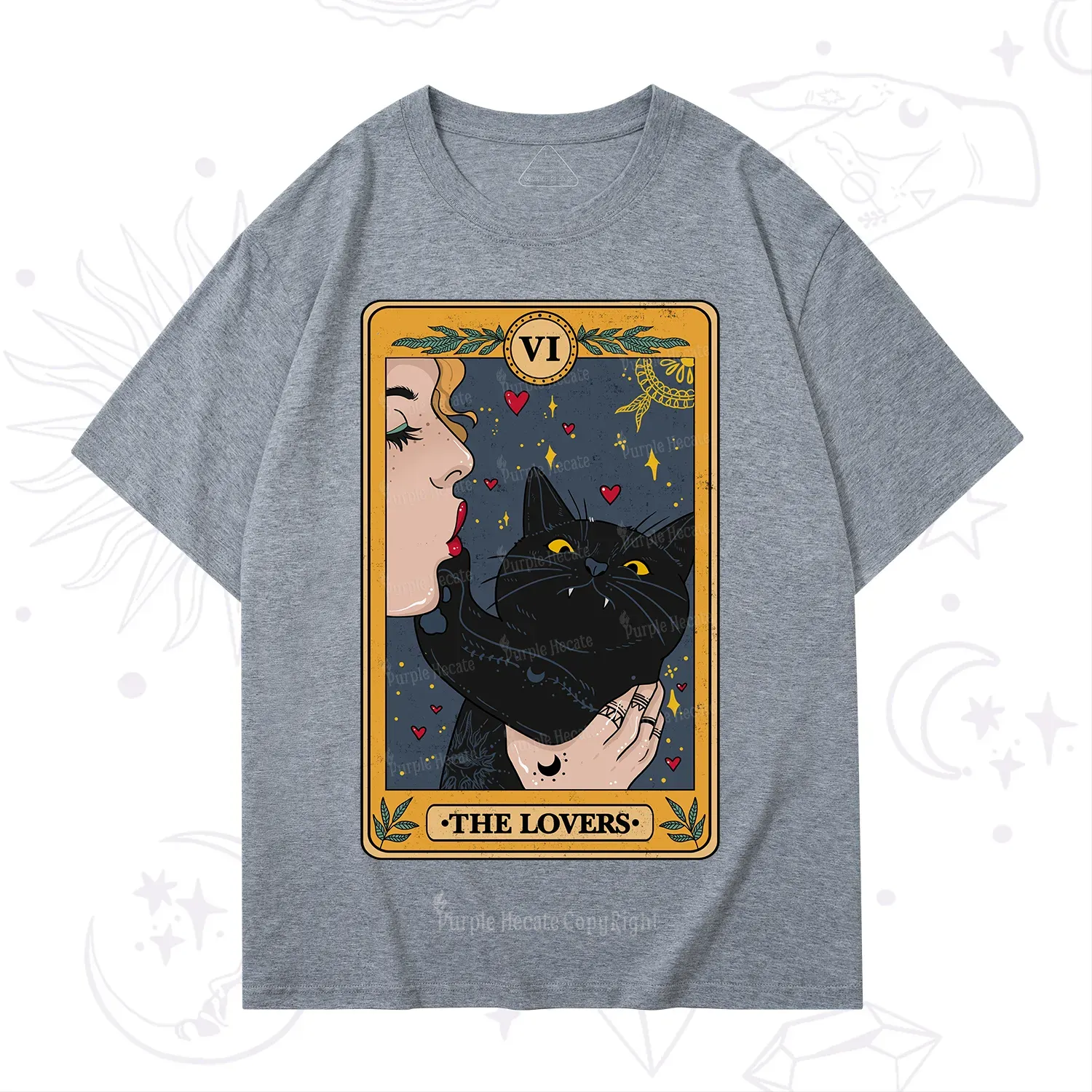Purplehecate The Lovers Cat Tarot T-Shirt