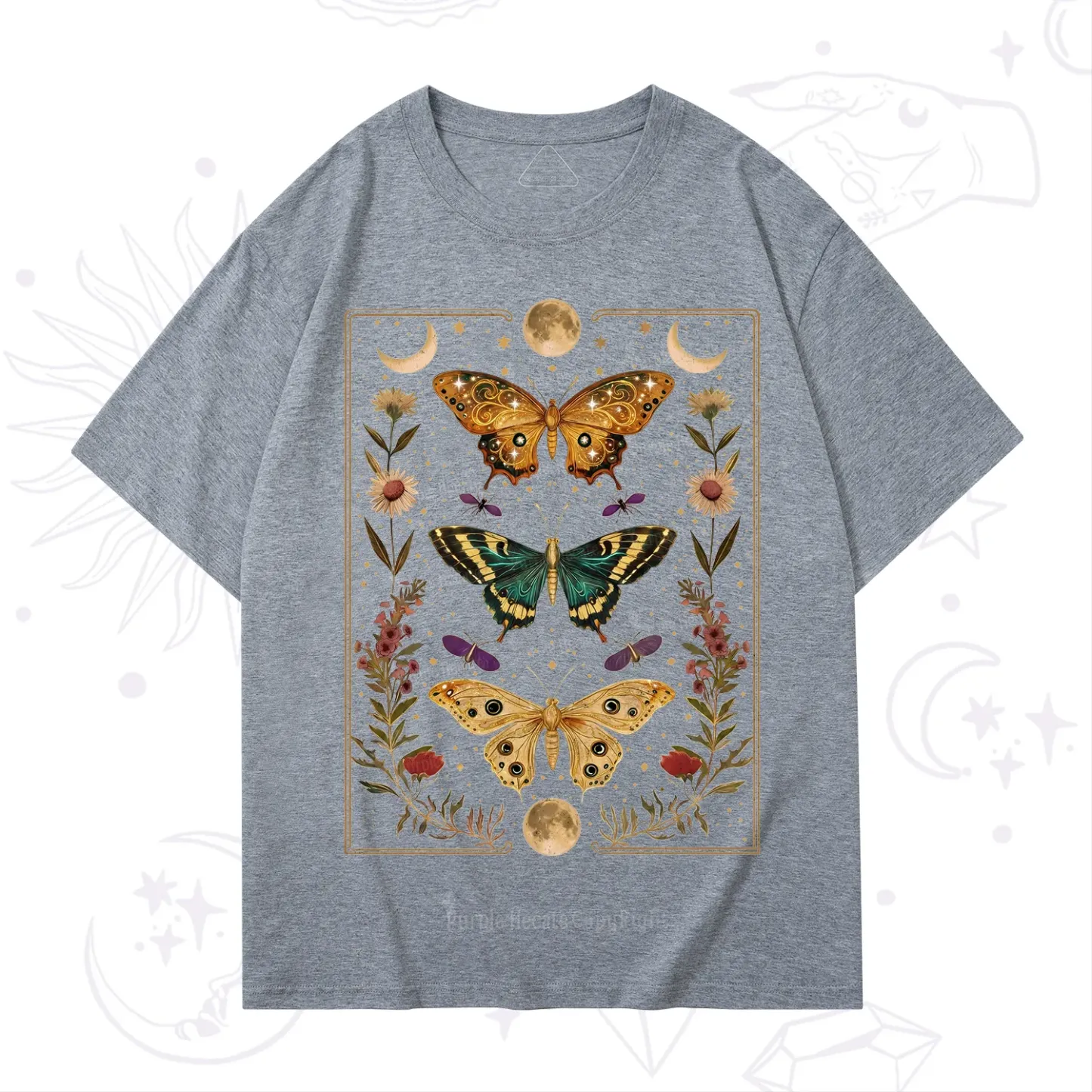 Purplehecate Sun and Moon Butterfly T-Shirt