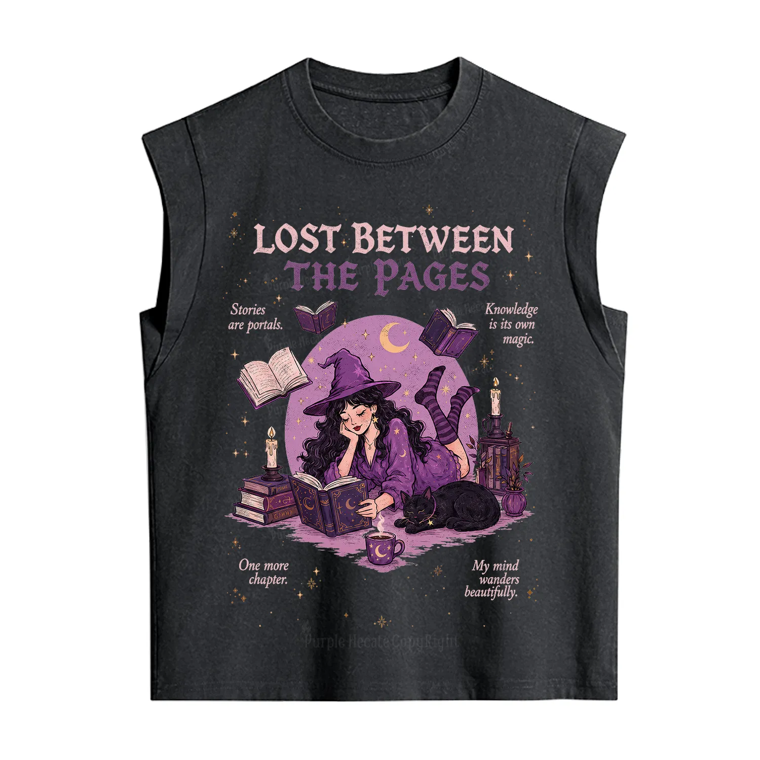 Purplehecate Lost Between the Pages Vintage Washed Tank