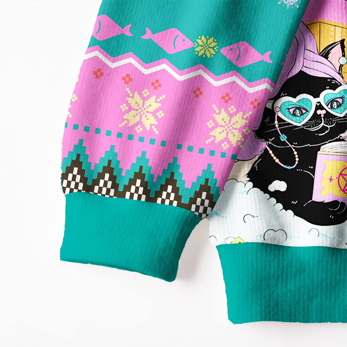 Purplehecate The Reader Cat Tarot Fuzzy Ugly Christmas Sweatshirt