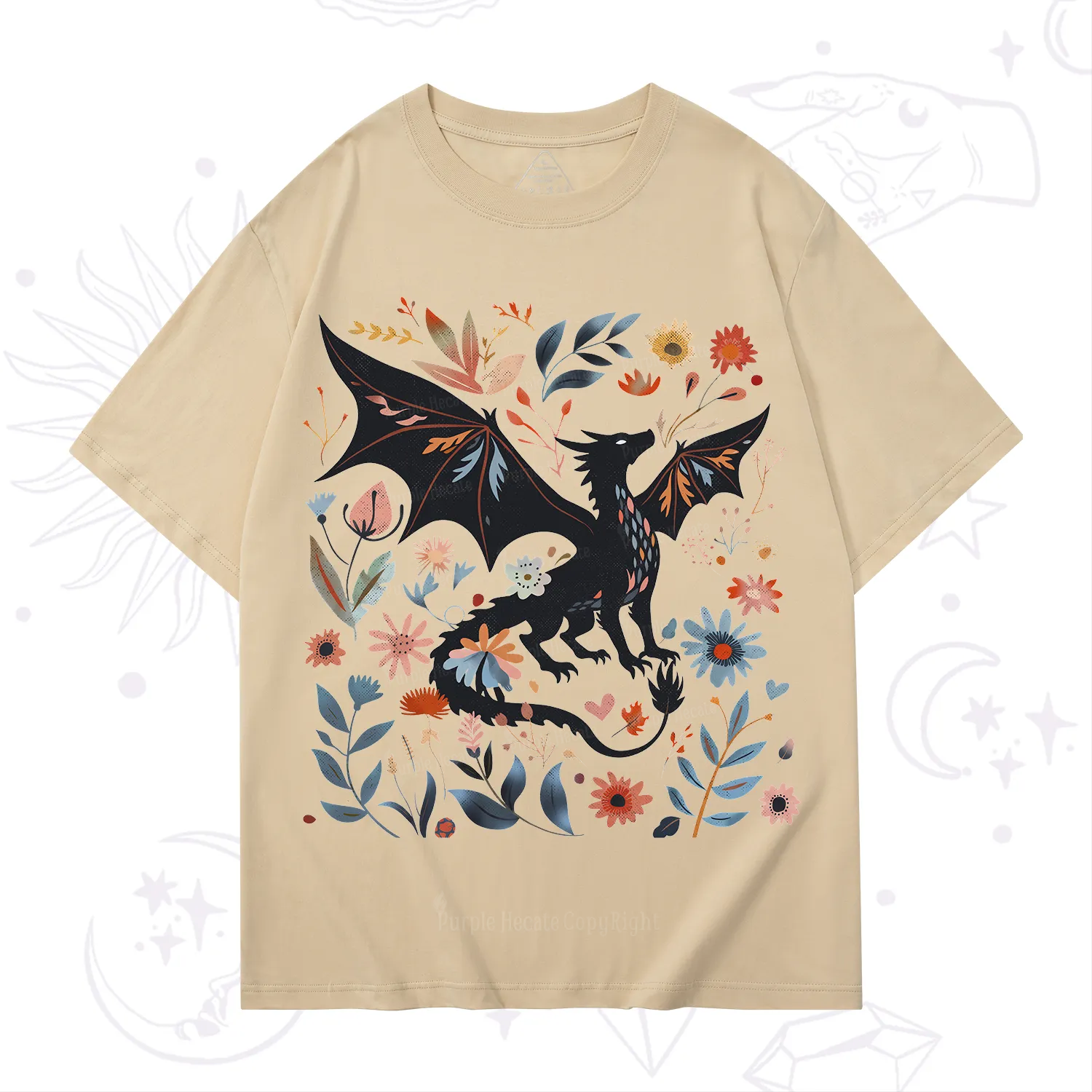 Purplehecate Vintage Fantasy Wyvern Bookish T-Shirt