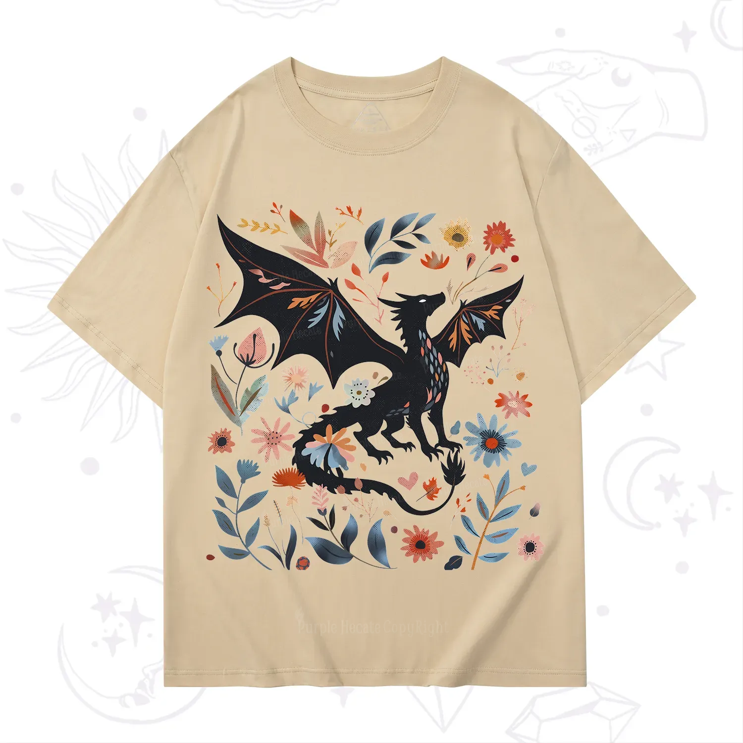 Purplehecate Vintage Fantasy Wyvern Bookish T-Shirt