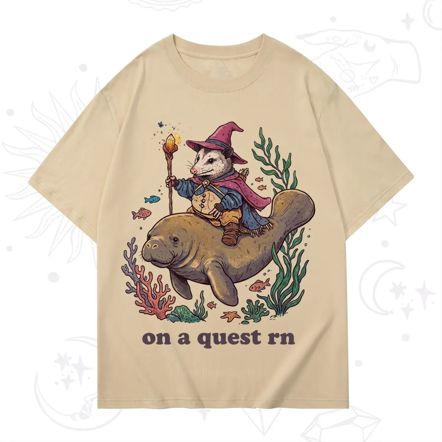 Purplehecate Opossum Wizard on Sea Quest T-Shirt