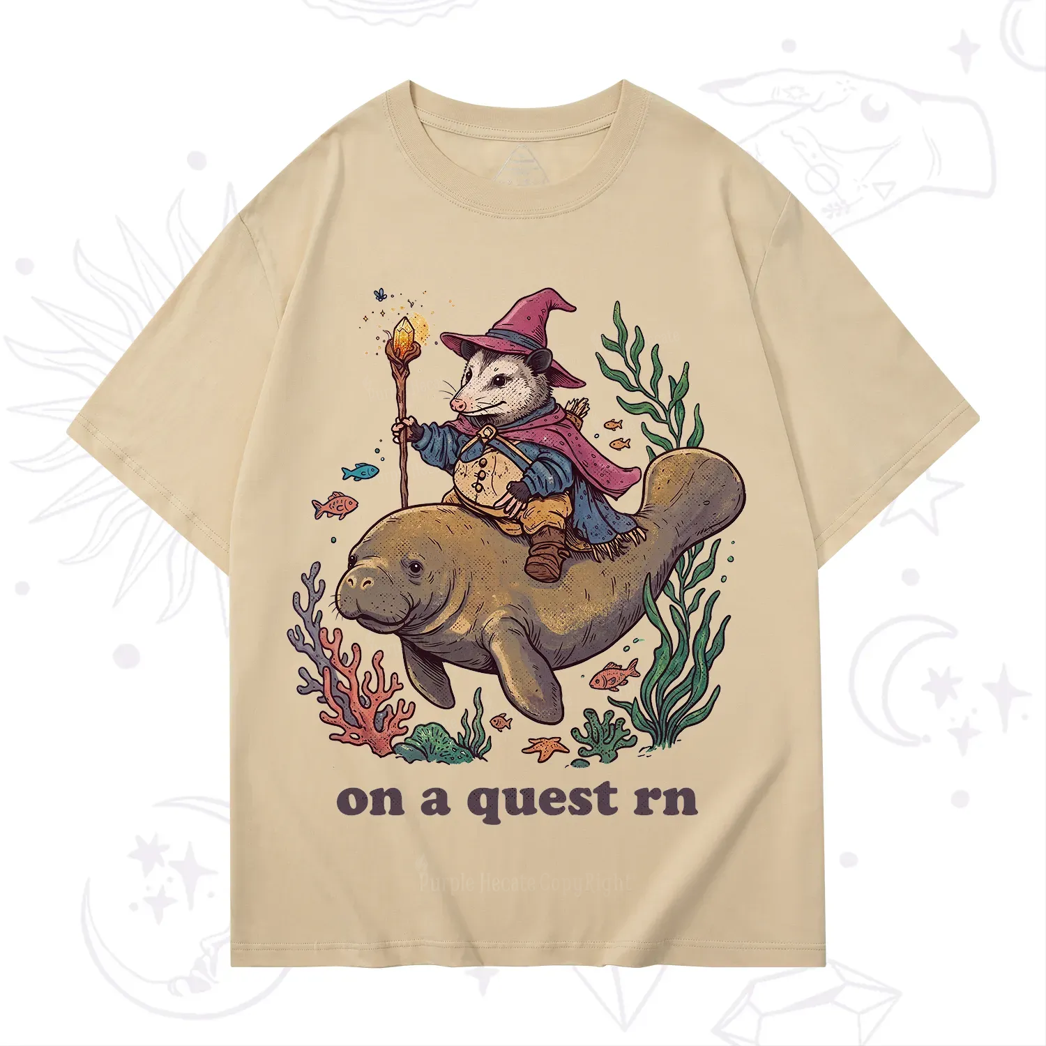 Purplehecate Opossum Wizard on Sea Quest T-Shirt