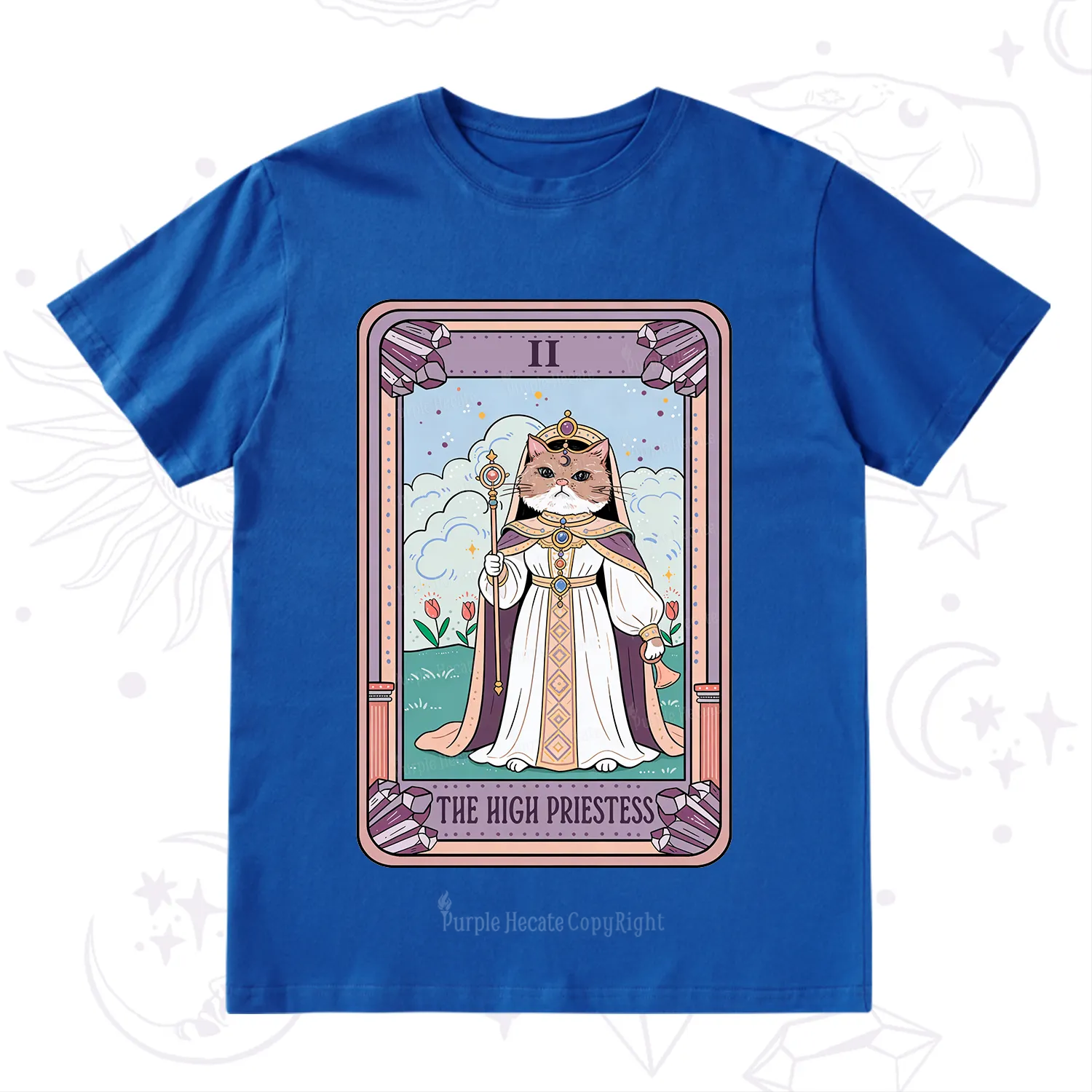 Purplehecate The High Priestess Cat Tarot T-Shirt