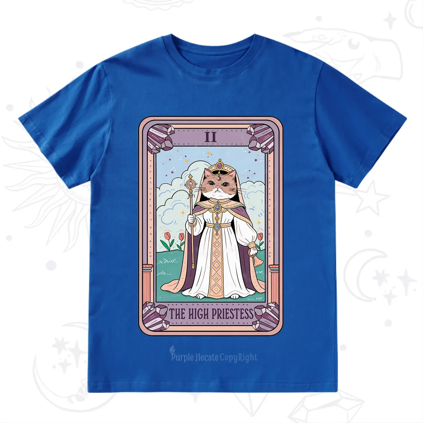 Purplehecate The High Priestess Cat Tarot T-Shirt