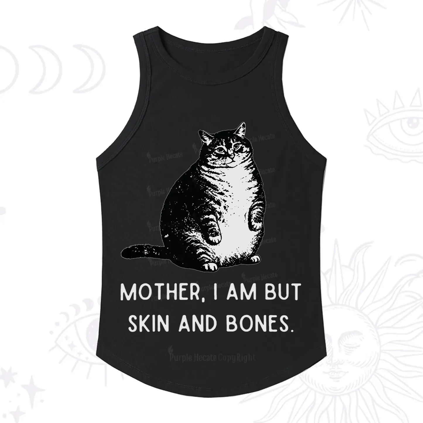 Purplehecate Cat Mother I Am But Skin And Bones Racerback Tank Top