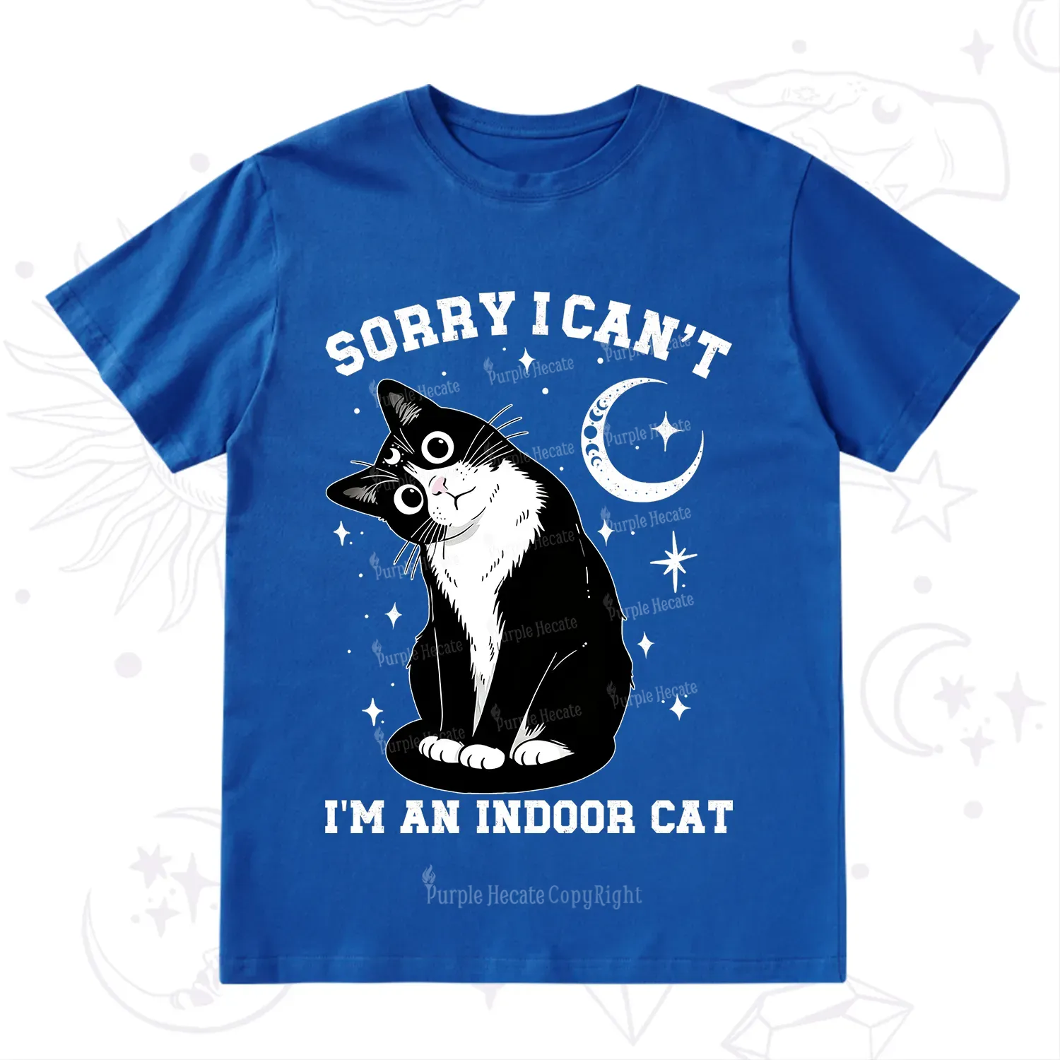 Purplehecate Sorry I Can't Go I'm an Indoor Cat T-Shirt