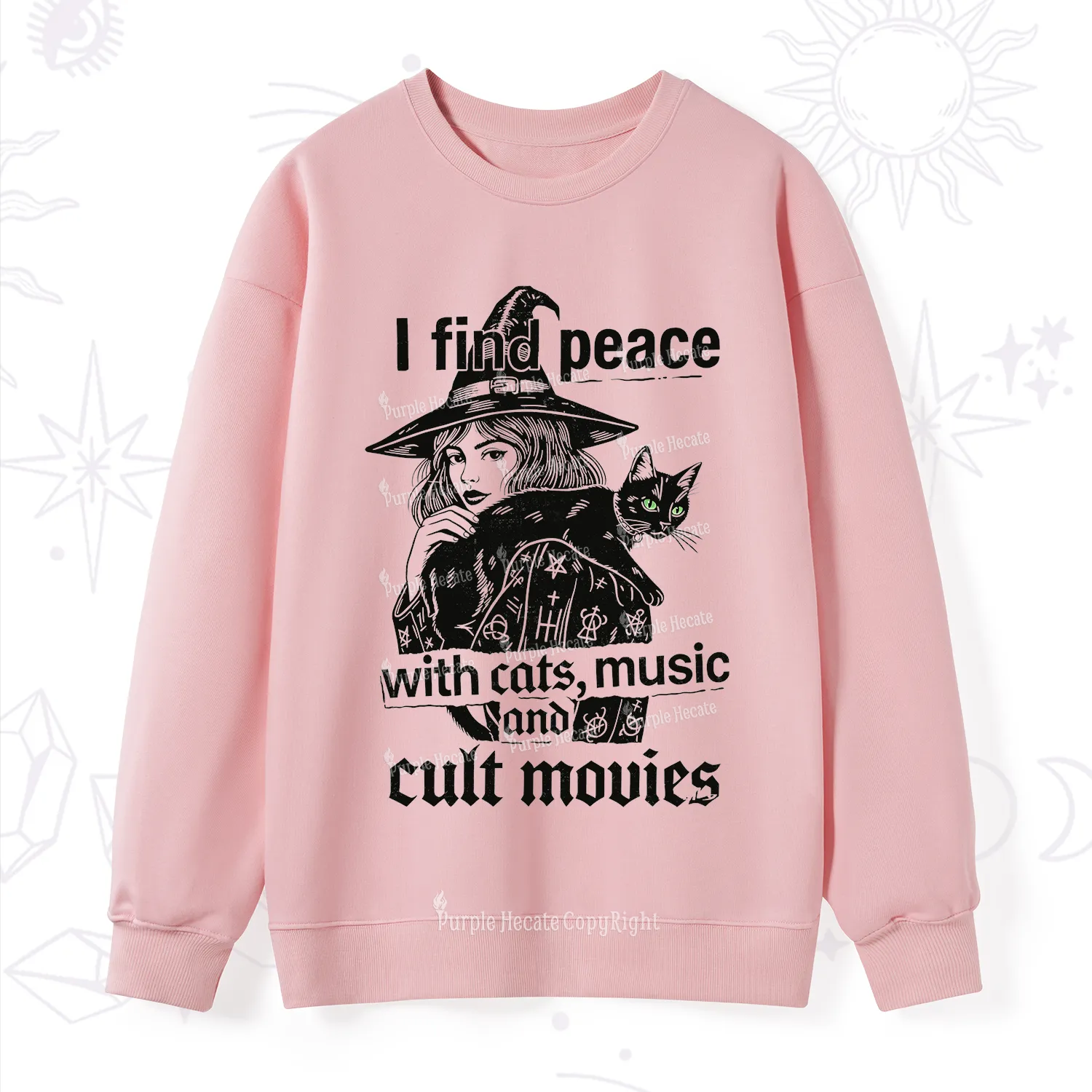 Purplehecate I Find Peace With Cats Music Cult Movies Sweatshirt