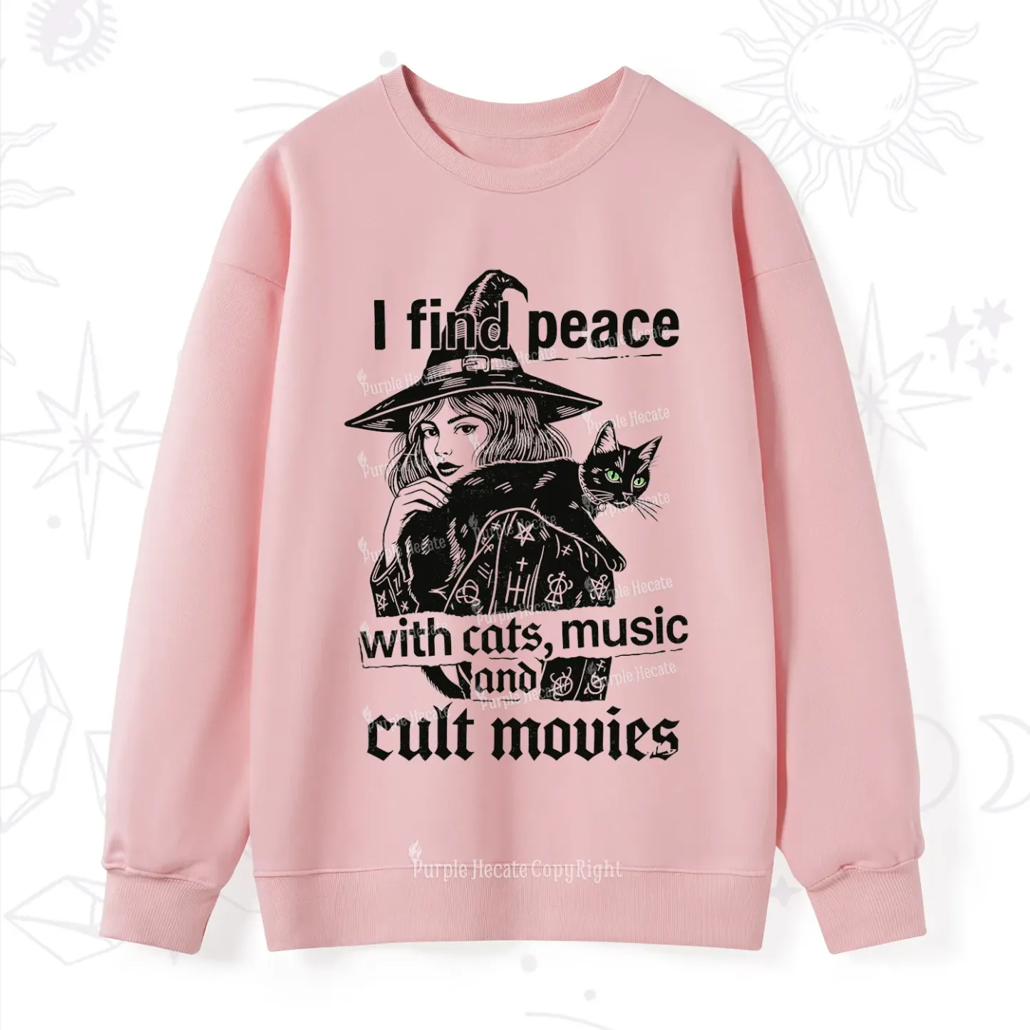 Purplehecate I Find Peace With Cats Music Cult Movies Sweatshirt