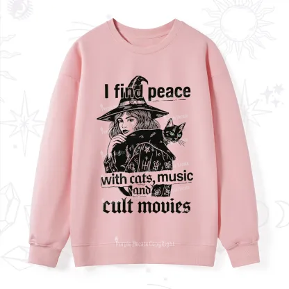 Purplehecate I Find Peace With Cats Music Cult Movies Sweatshirt