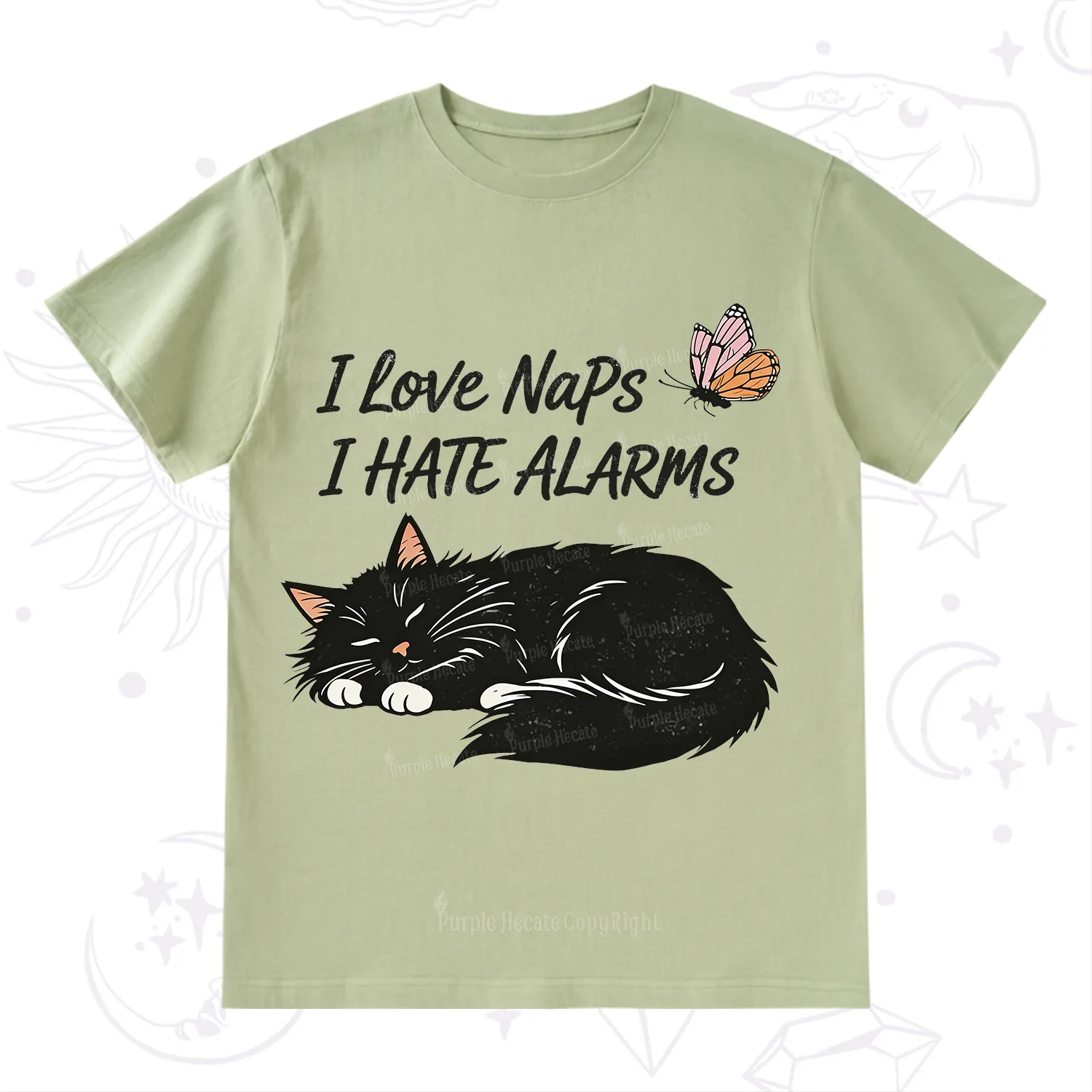 Purplehecate I Love Naps I Hate Alarms T-Shirt