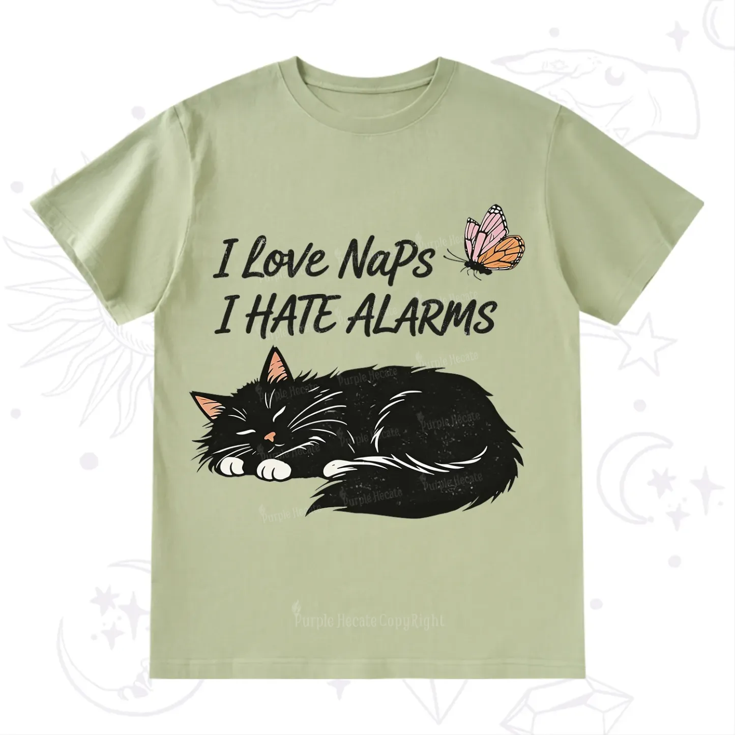 Purplehecate I Love Naps I Hate Alarms T-Shirt