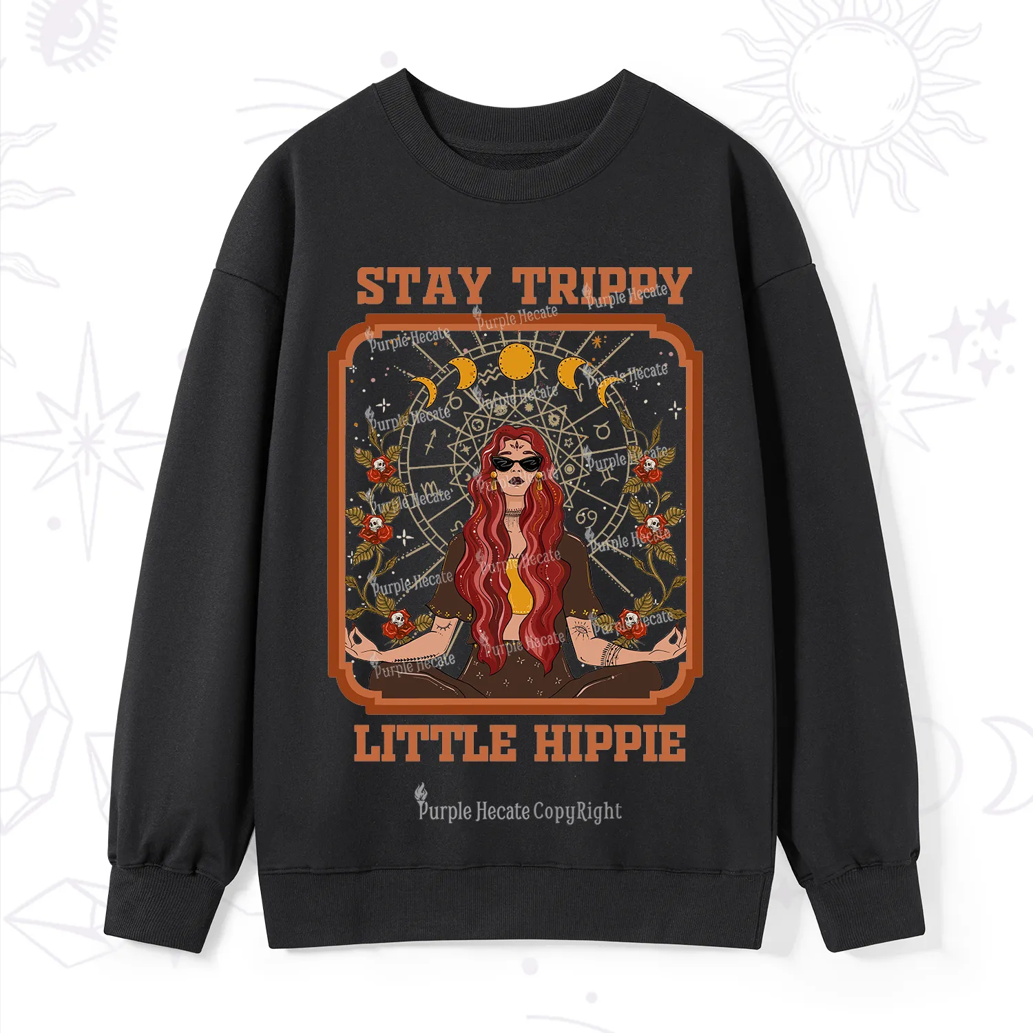 Purplehecate Stay Trippy Little Witchy Hippie Sweatshirt