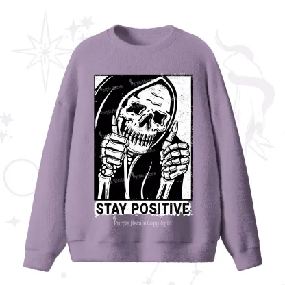 Purplehecate Stay Positive Fuzzy Ugly Sweater