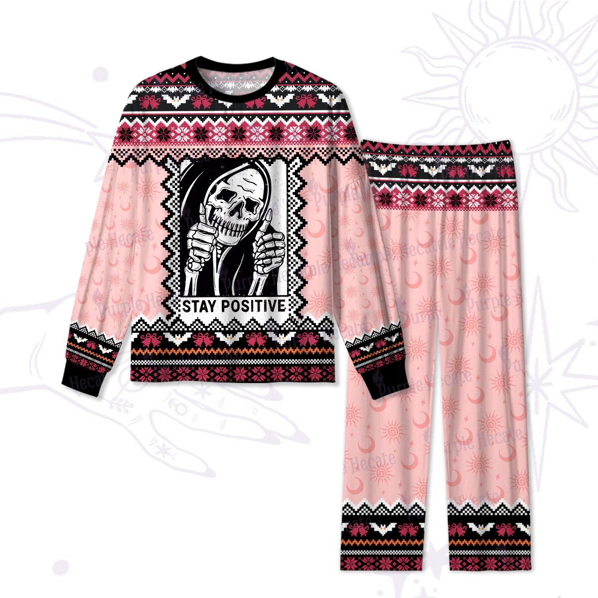 Purplehecate Stay Positive Christmas Pajamas