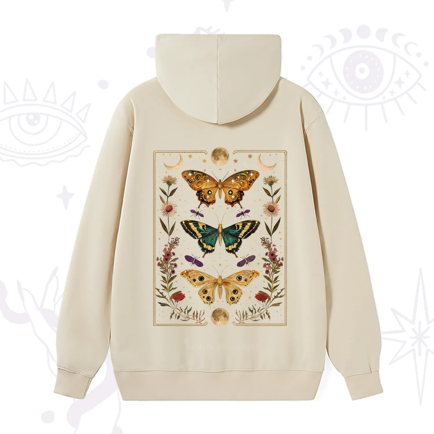 Purplehecate Sun and Moon Butterfly Hoodie