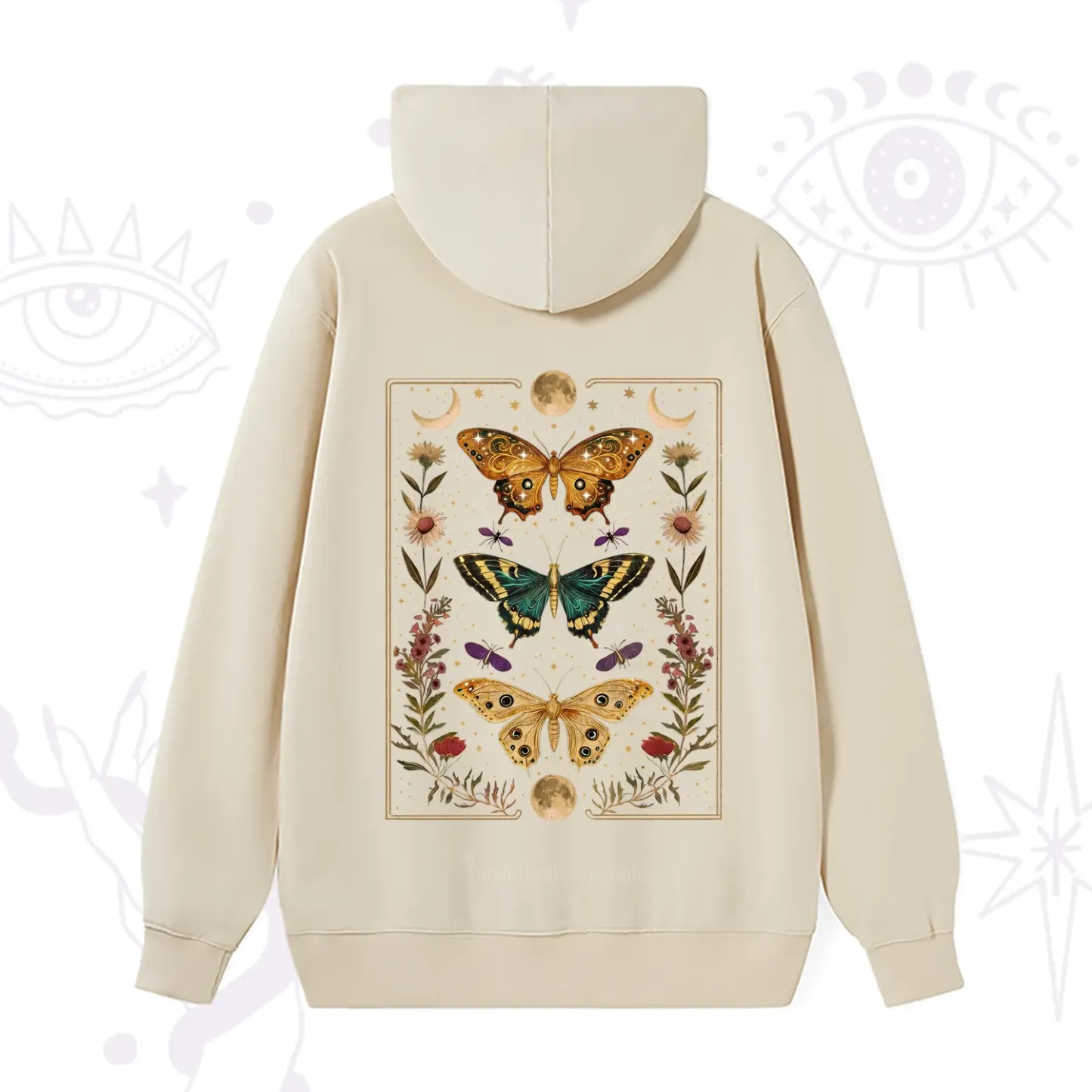 Purplehecate Sun and Moon Butterfly Hoodie