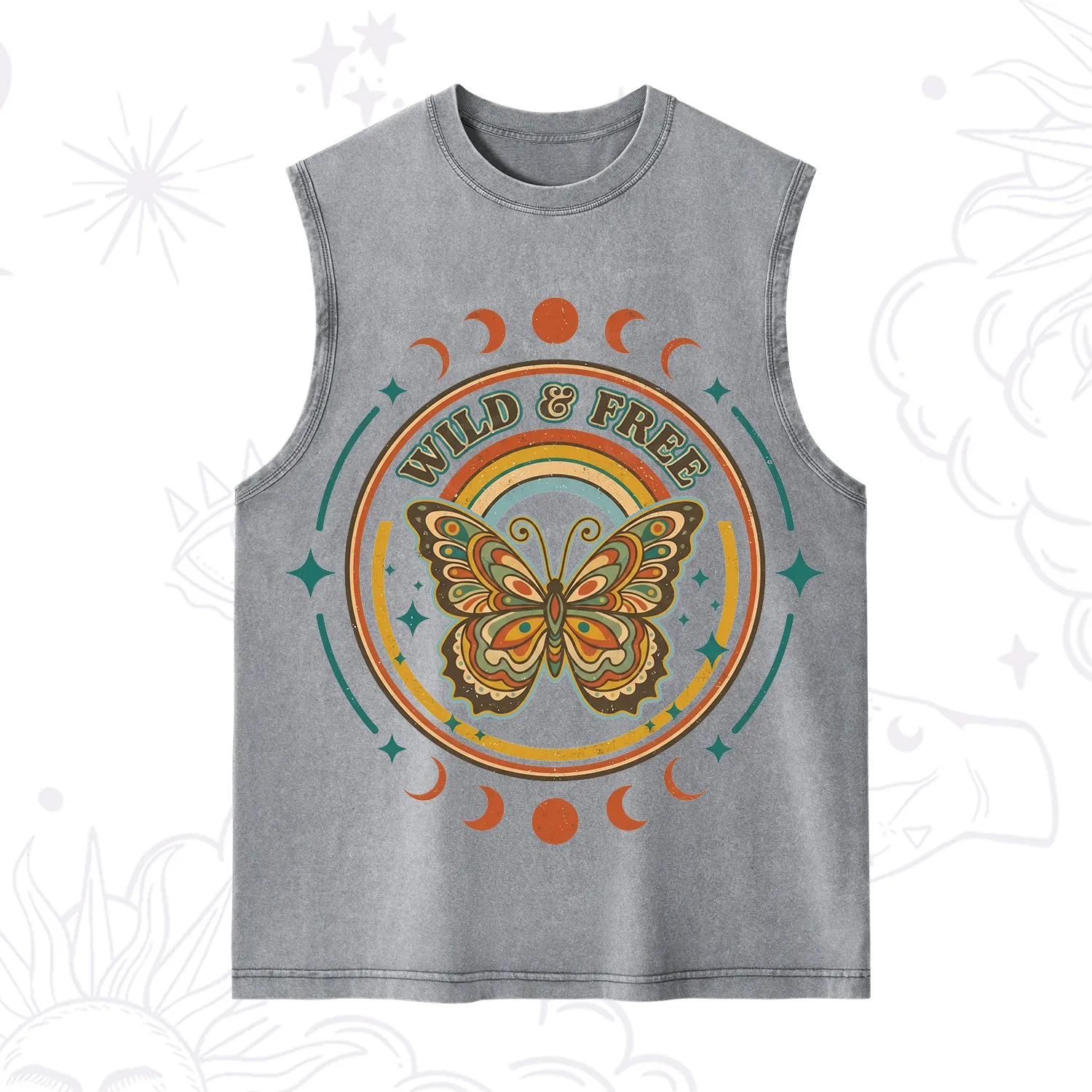 Purplehecate Wild?And?Free?Butterfly Washed Tank