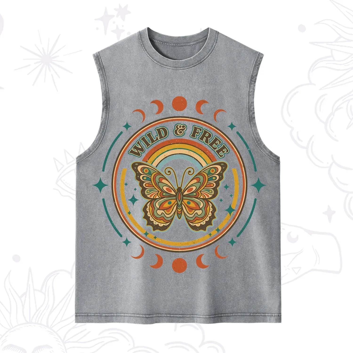 Purplehecate Wild?And?Free?Butterfly Washed Tank