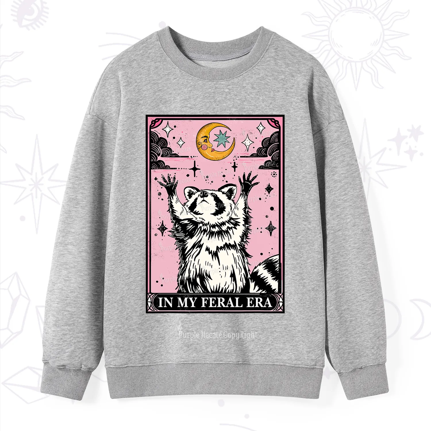 Purplehecate The In My Feral Era Tarot Raccoon Sweatshirt