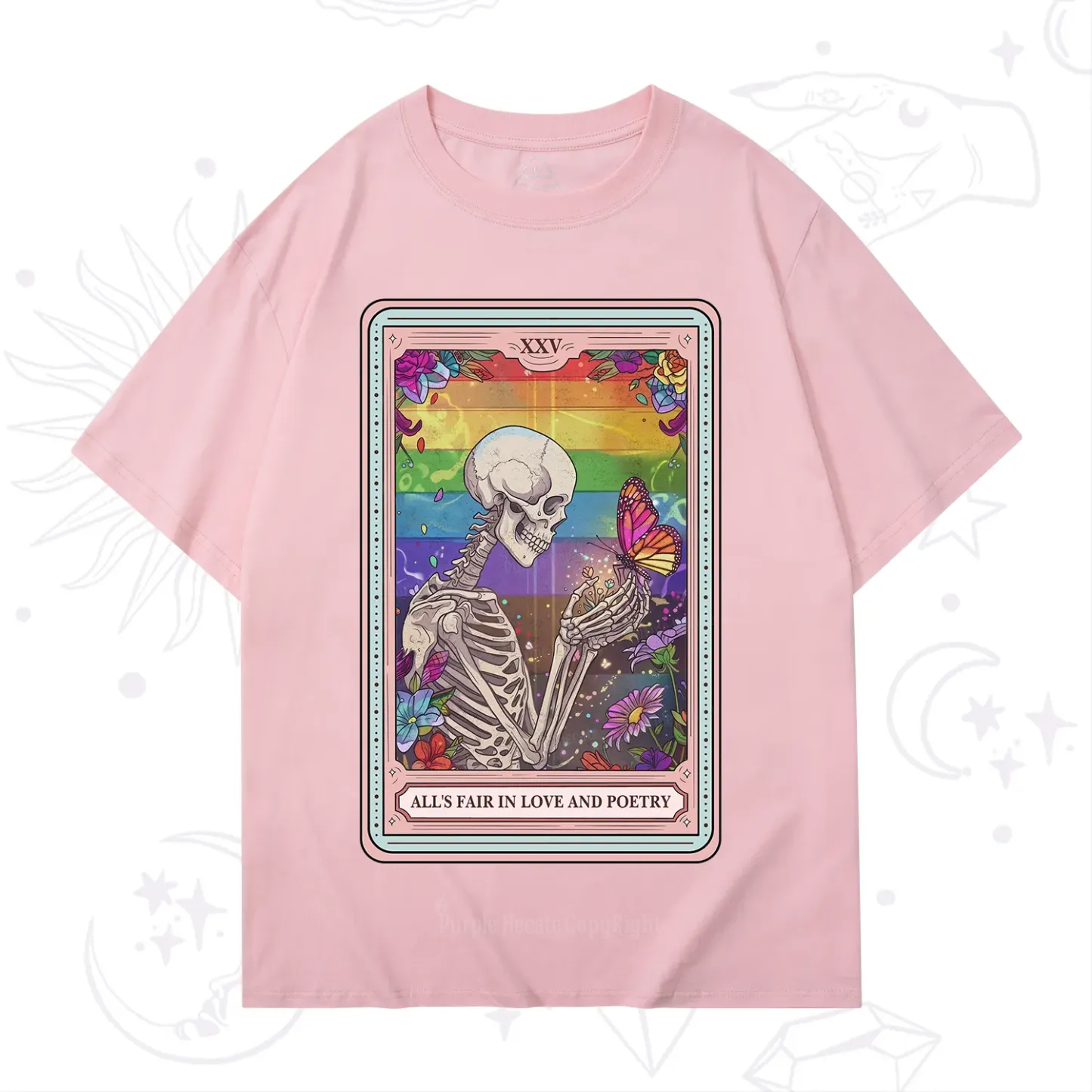 Purplehecate The All's Fair in Love and Poetry Skeleton Tarot T-Shirt
