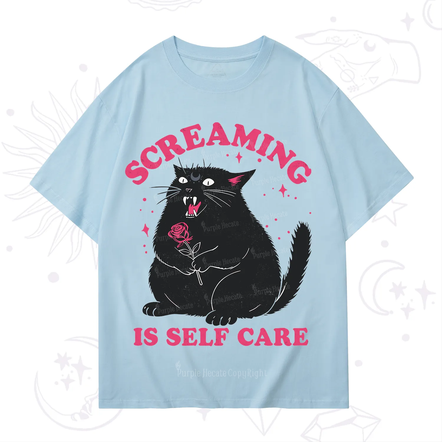 Purplehecate Funny Cat Screaming Is Self Care T-Shirt
