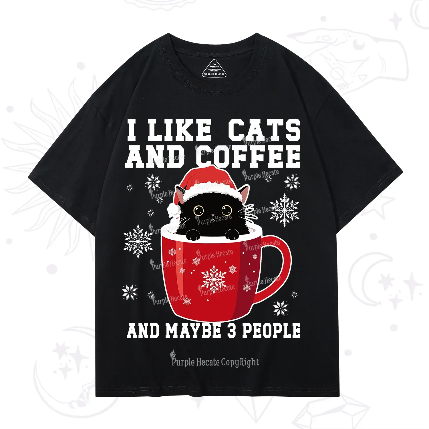 Purplehecate I like Cats And Coffee Christmas T-Shirt