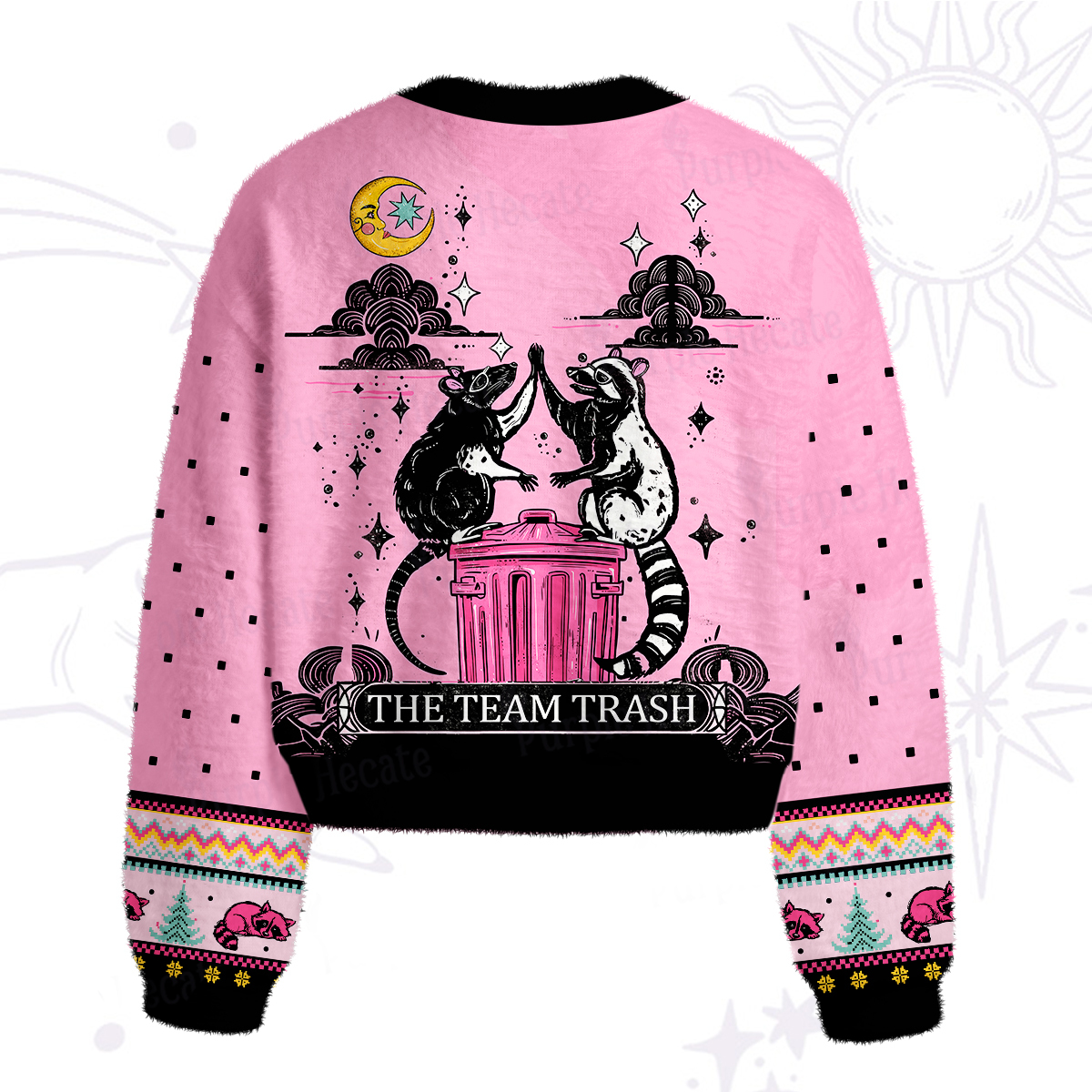 Purplehecate The Team Trash Opossum Tarot Fuzzy Crewneck Sweater
