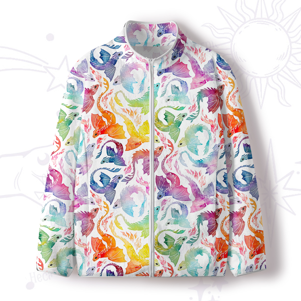 Purplehecate Rainbow Dragon Fire Full Zip Fleece Jacket