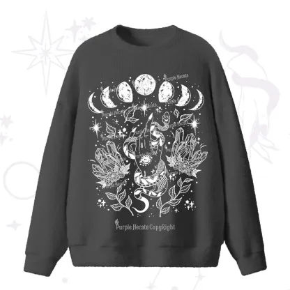 Purplehecate Reach For The Moon Fuzzy Ugly Sweater