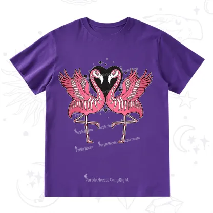 Purplehecate Witchy Pink Flamingo Skull Valentine T-Shirt
