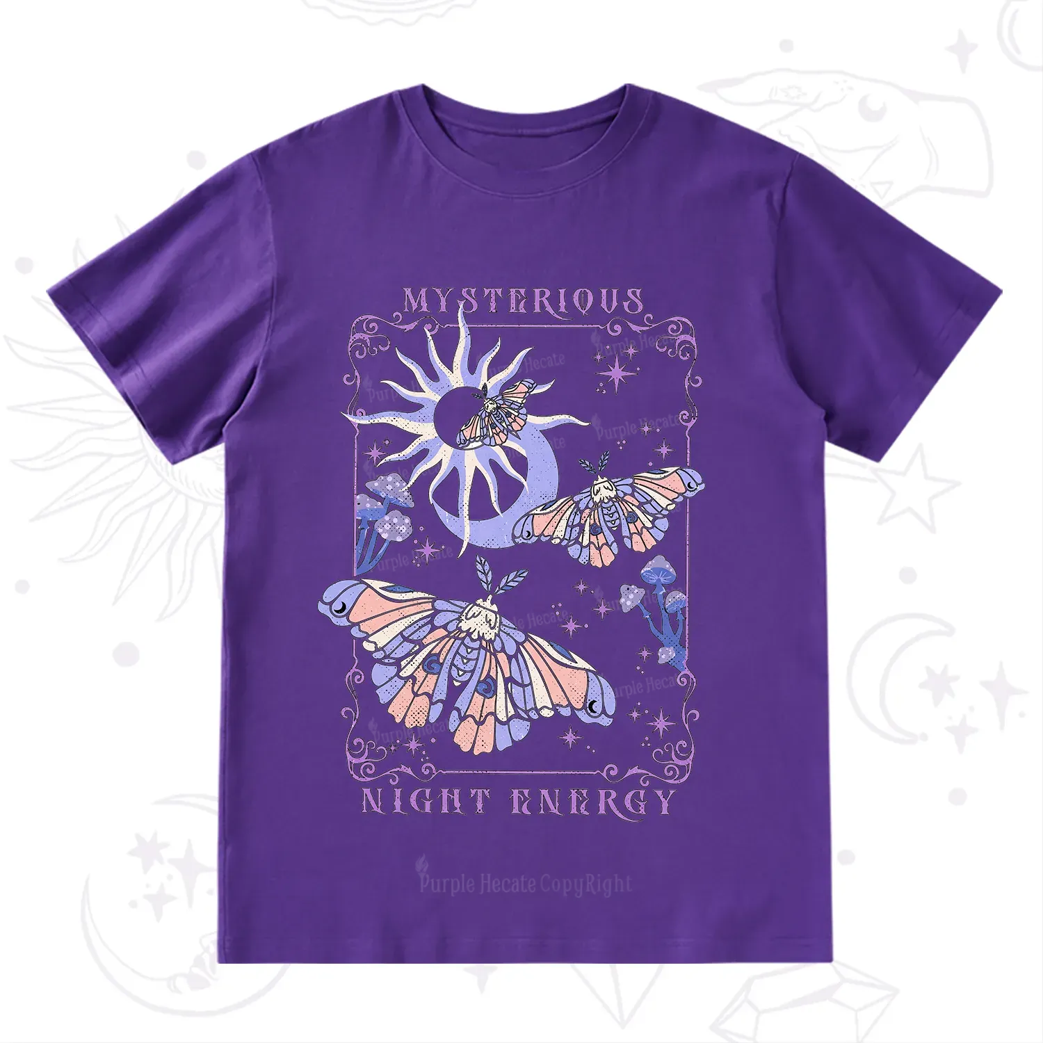 Purplehecate Mysterious Night Energy Moth T-Shirt