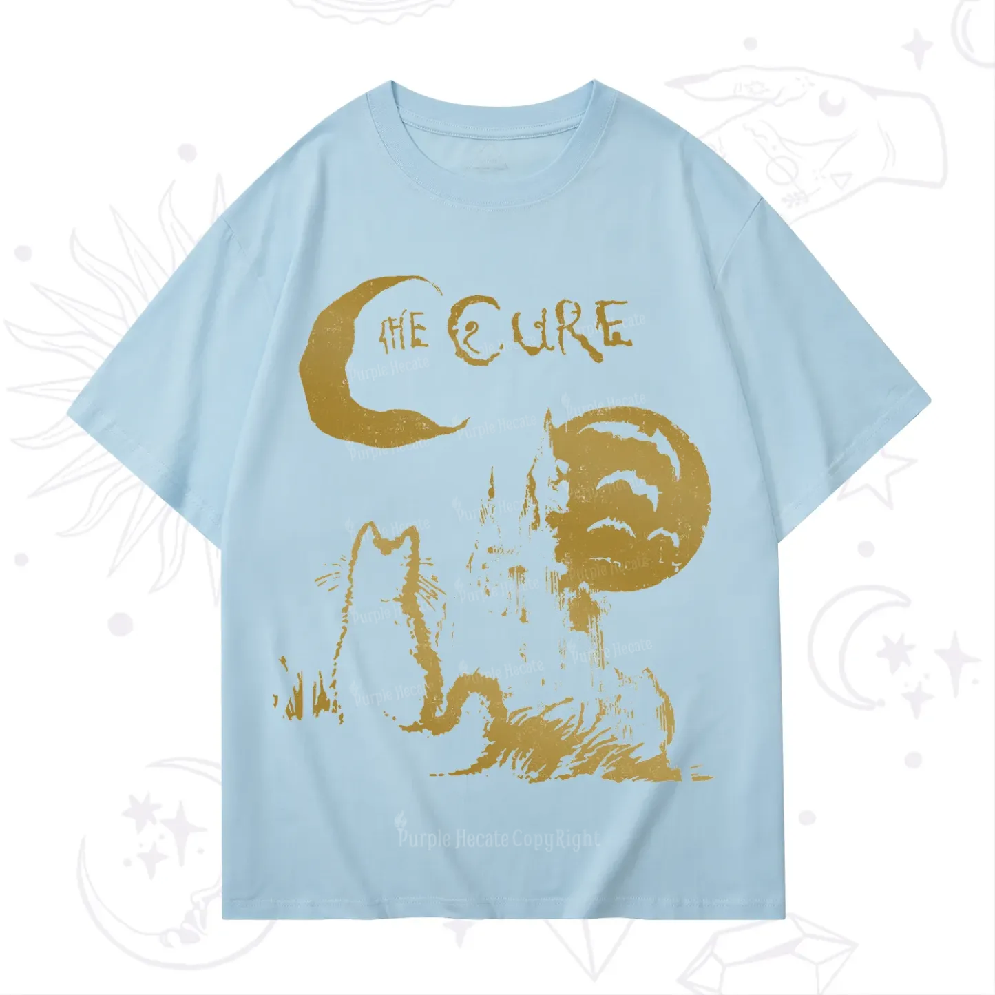 Purplehecate Goth Moon Cat Post-Punk T-Shirt