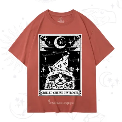 Purplehecate The Grilled Cheese Destroyer Tarot Raccoon T-Shirt