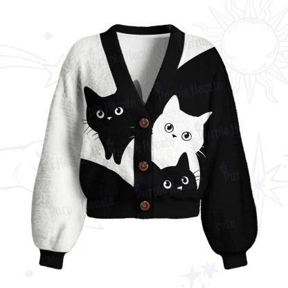 Purplehecate Curious Cats Cardigan Sweaters