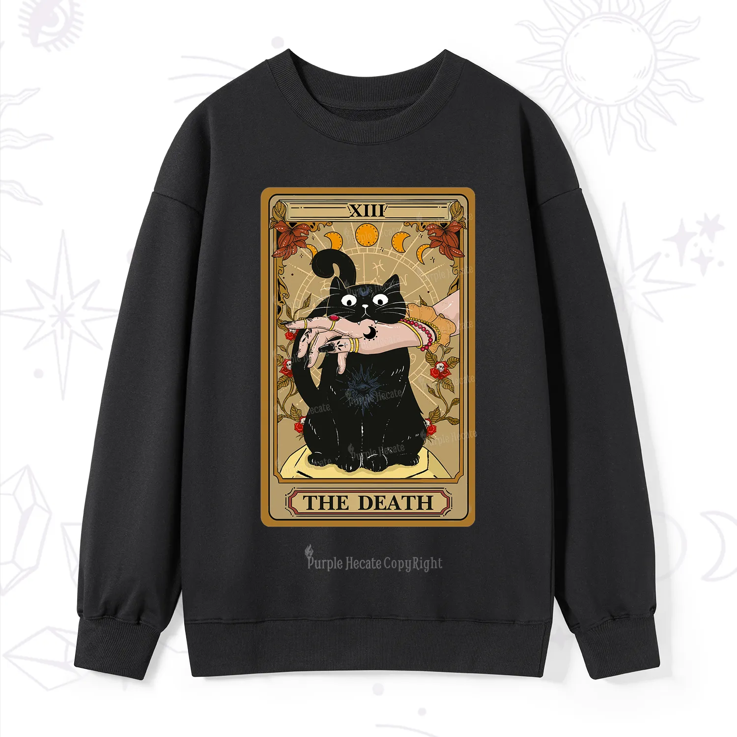 Purplehecate The Death Tarot Black Cat Sweatshirt