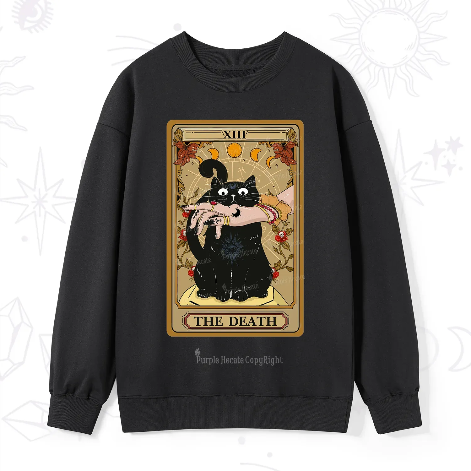 Purplehecate The Death Tarot Black Cat Sweatshirt