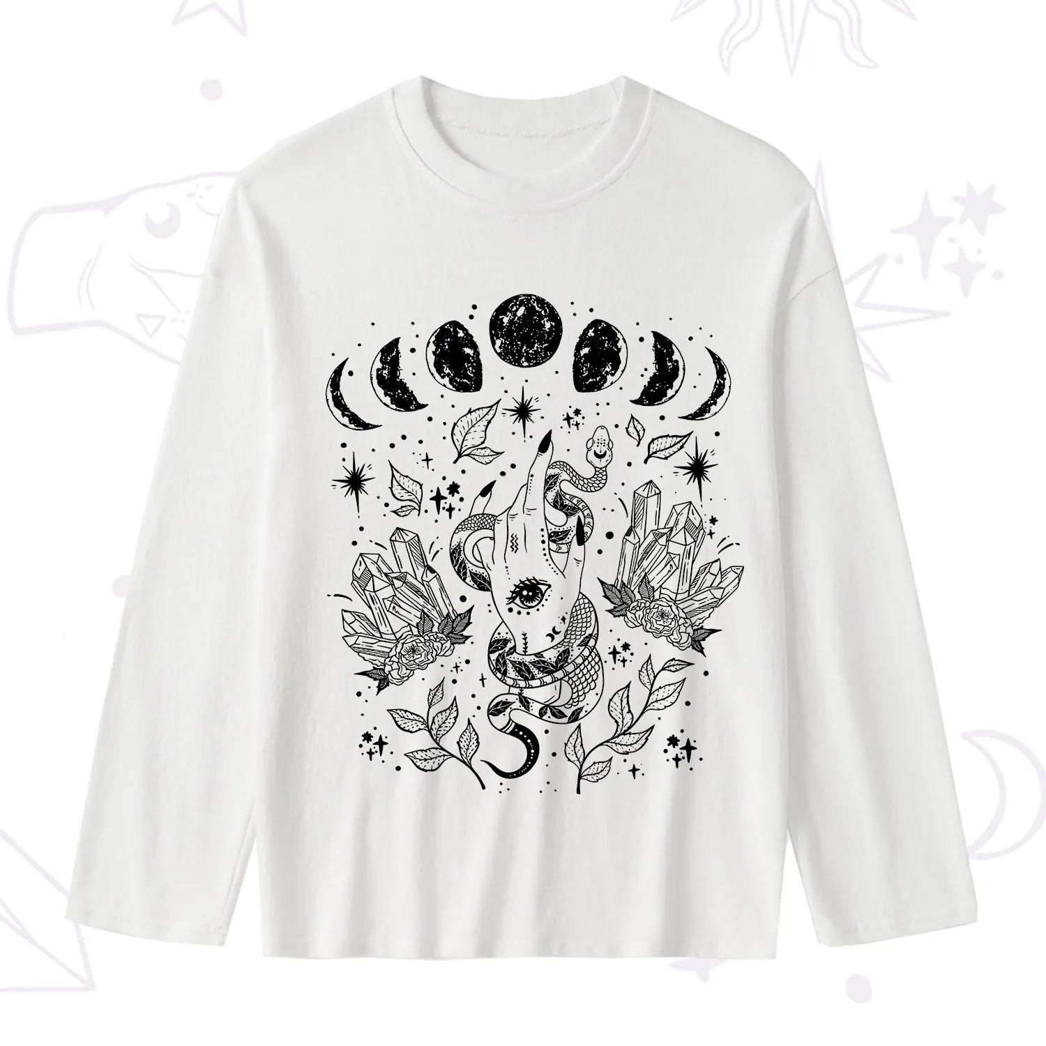 Purplehecate Reach For The Moon Slub Long Sleeve T-Shirt