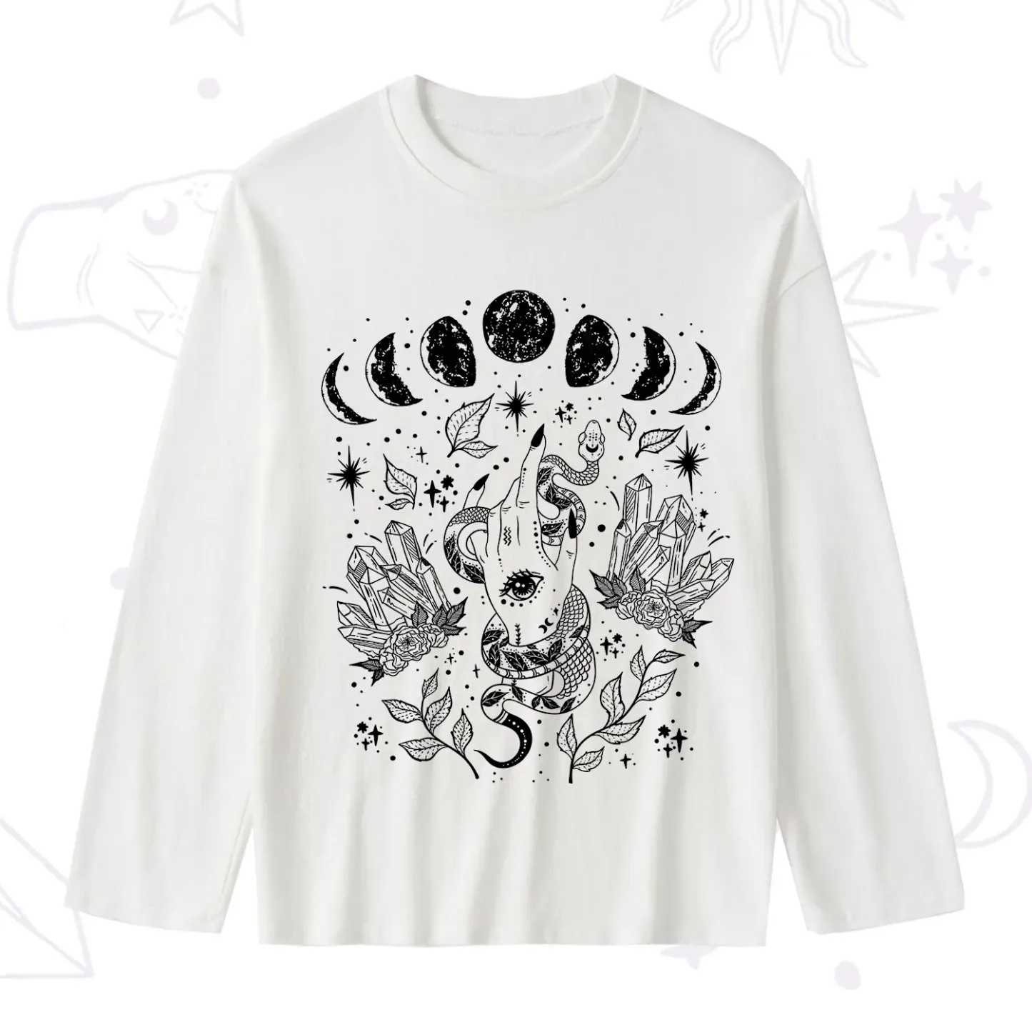 Purplehecate Reach For The Moon Slub Long Sleeve T-Shirt