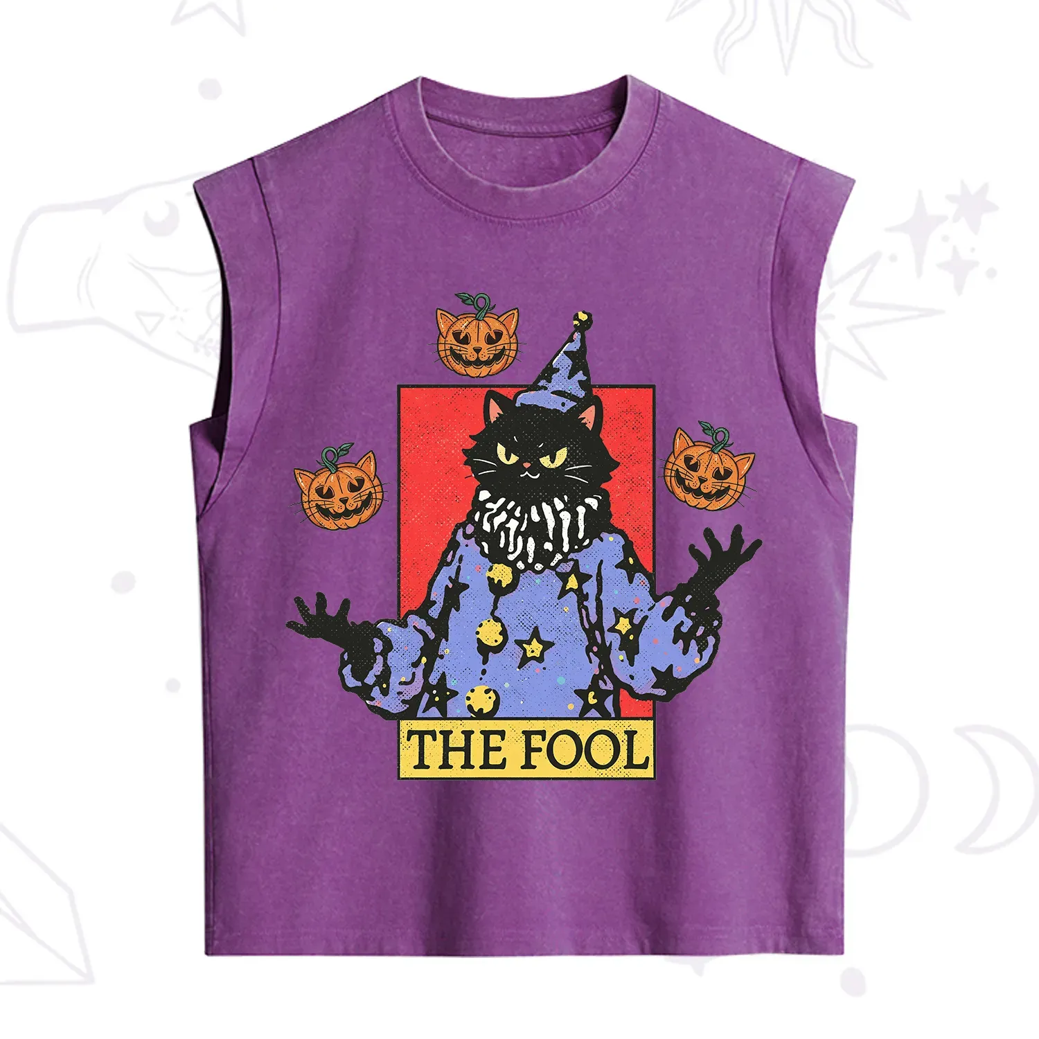 Purplehecate Spooky Fool Black Cat Vintage Washed Tank