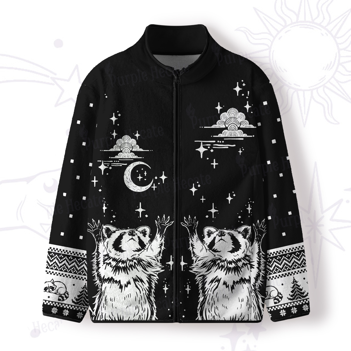 Purplehecate In My Feral Era Raccoon Full Zip Fleece Jacket