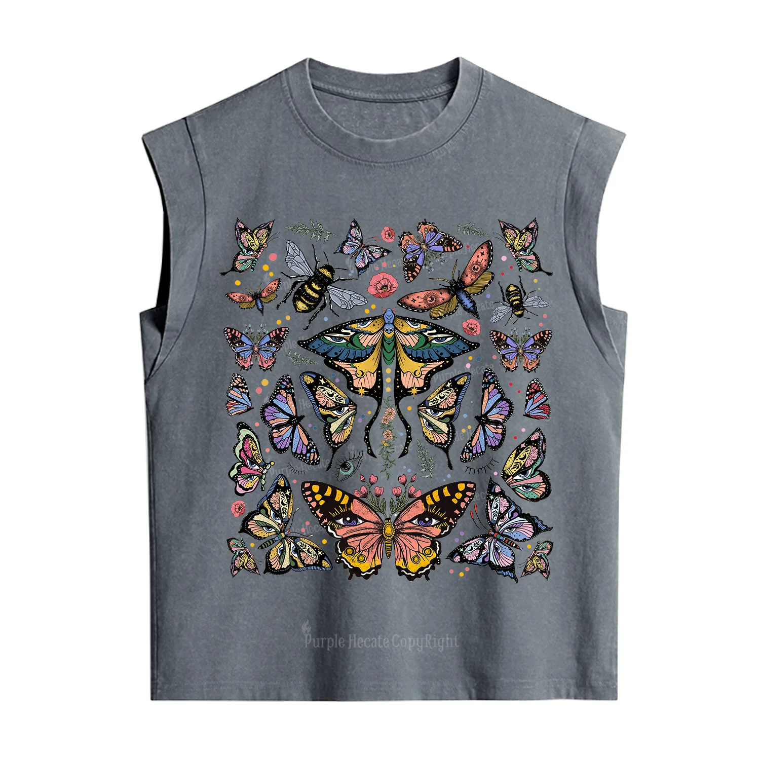 Purplehecate Mystical Butterfly & Moth Vintage Washed Tank