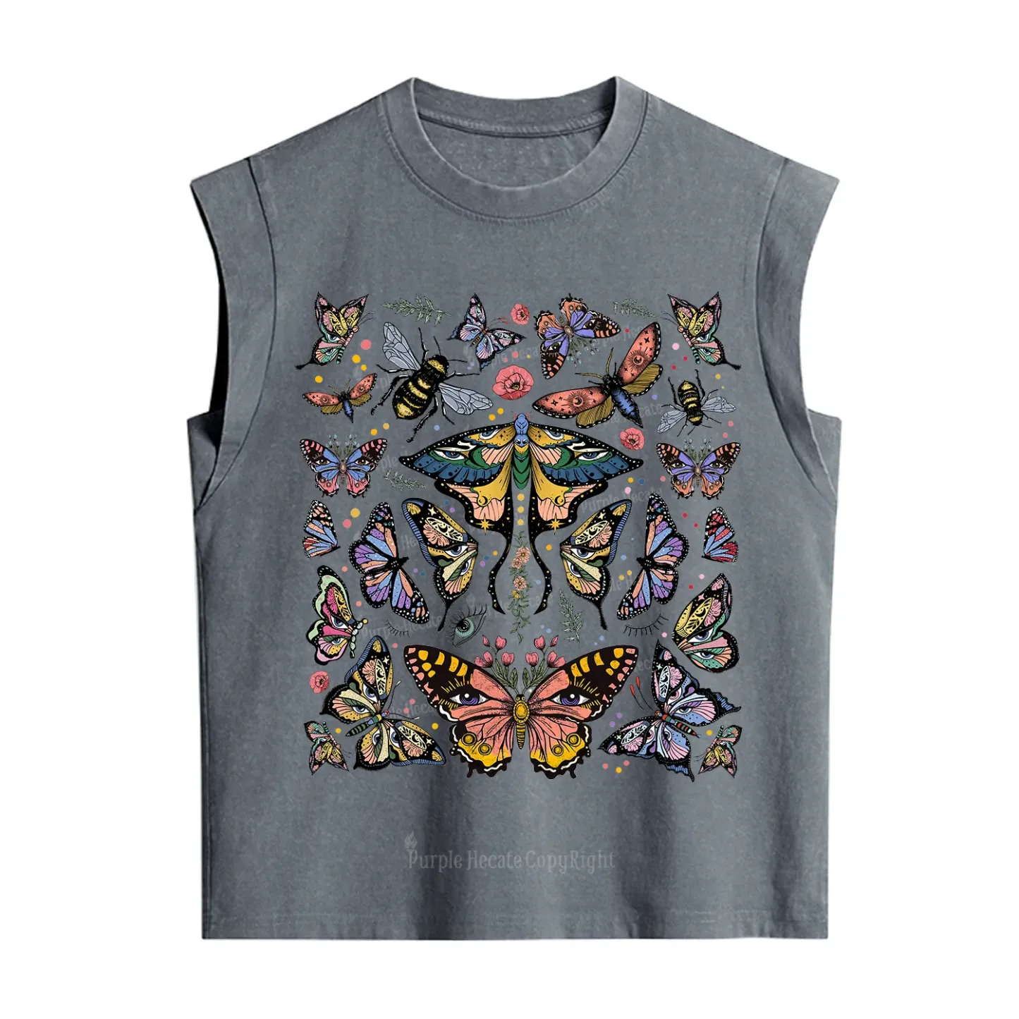 Purplehecate Mystical Butterfly & Moth Vintage Washed Tank