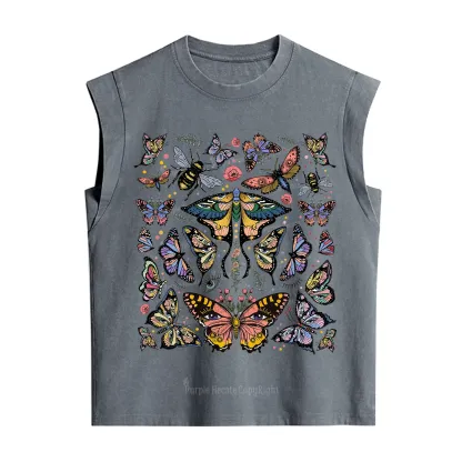 Purplehecate Mystical Butterfly & Moth Vintage Washed Tank